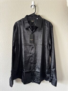 Men's Black Satin Dress Shirt